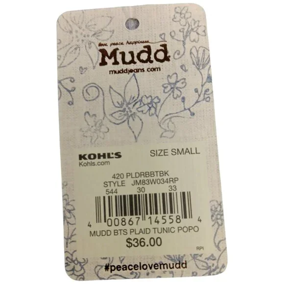 MUDD-Women's-Plaid-Gray-Black-Pink-SMALL-pullover-V Neck-Long Sleeve-Pockets - Picture 13 of 16